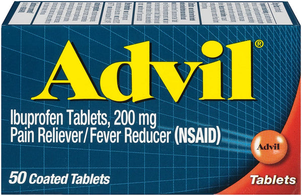 Advil Coated Tablets Pain Reliever and Fever Reducer, 200 mg, 50 Count