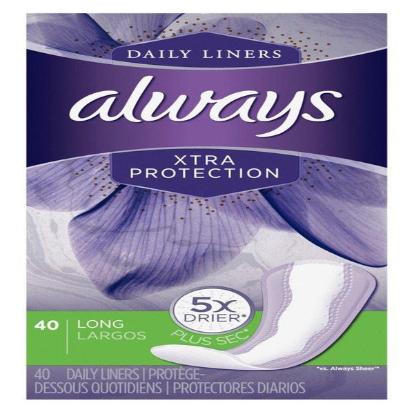 Always Xtra Protection Daily Liners, Long, 40 Ct