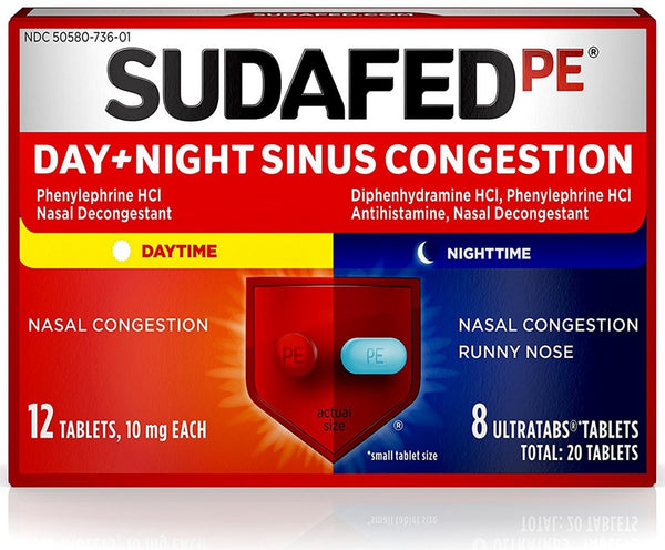 SUDAFED PE Day and Night Sinus Pressure and Congestion Tablets 20 ea