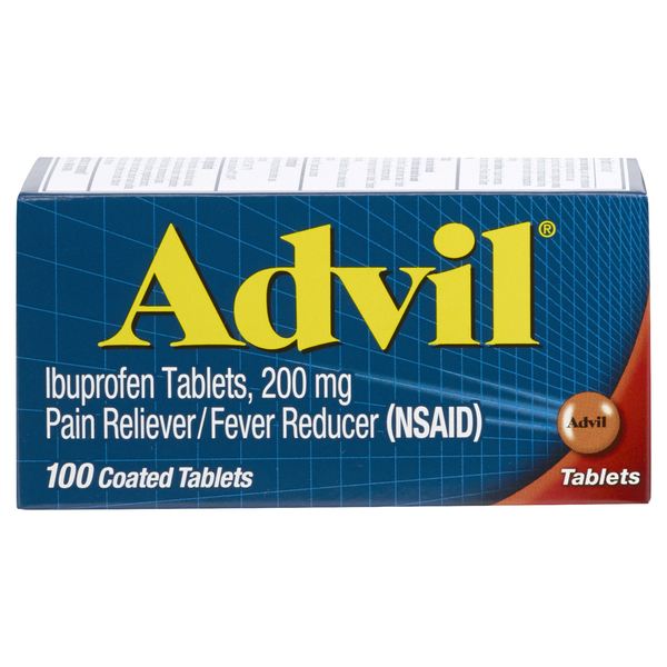 Advil Ibuprofen 200mg Pain Reliever/Fever Reducer 100 Coated Tablets