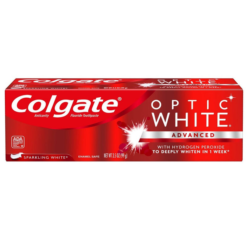 Colgate Optic White Advanced Teeth Whitening Toothpaste, Sparkling White. 3.5 OZ