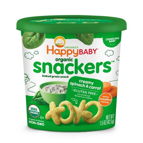 HAPPY BABY Organic Baked Creamy Spinach & Carrot Snacker Cup, 1.5 OZ