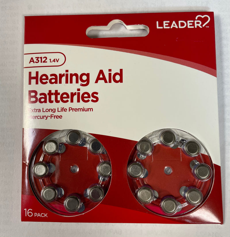 Leader Hearing Aid Batteries. 16 Pack