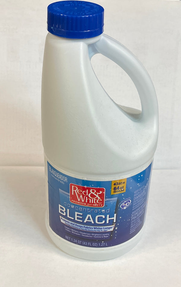 Red and White concentrated Bleach 43 FL OZ