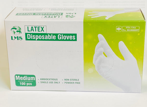 Latex Disposable Gloves Powder Free, 100 CT MEDIUM