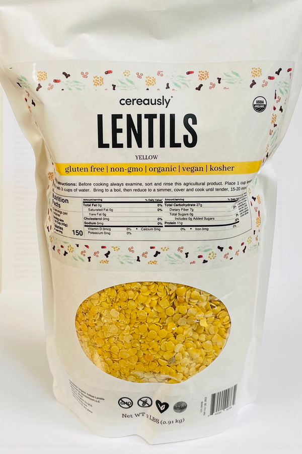 CEREAUSLY ORGANIC YELOW LENTILS 2lbs