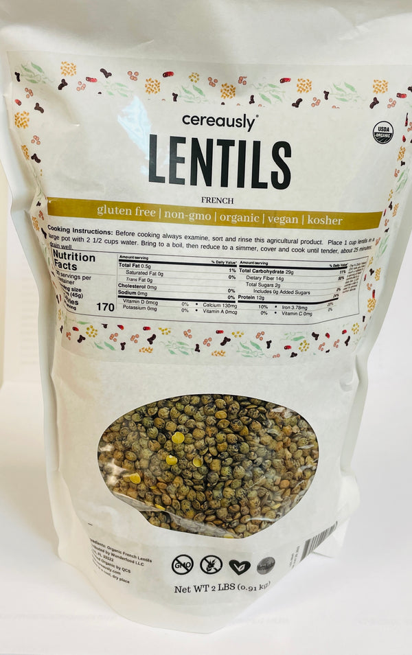 CEREAUSLY ORGANIC FRENCH LENTILS 2lbs