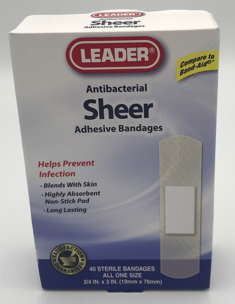 Leader Antibacterial Sheer Adhesive Bandages