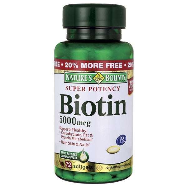 Nature's Bounty Biotin Vitamin Supplement 5000mcg Softgels