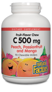 Natural Factors Vitamin C 500 mg Peach PassionFruit Mango Chewables