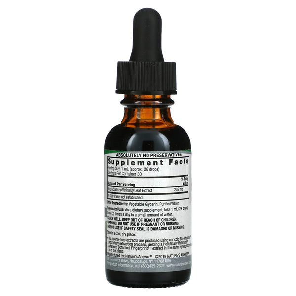NATURES ANSWER SAGE LEAF EXTRACT 1 Oz