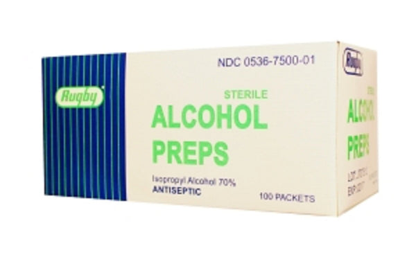Rugby Sterile Alcohol Prep Wipes 100 Pack