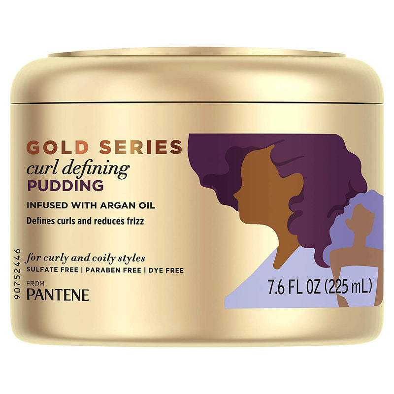Pantene, Hair Cream Treatment, Sulfate Free Curl Defining Pudding, Pro-V Gold Series, for Natural and Curly Textured Hair, 7.6 oz