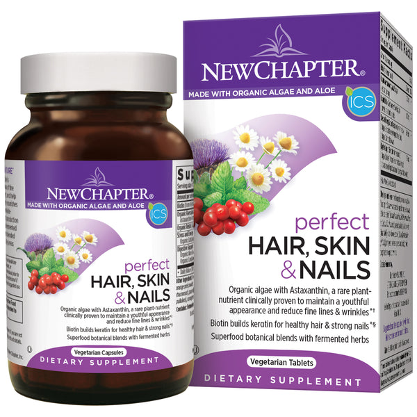 New Chapter Perfect Hair Skin and Nails Vitamins with Fermented Biotin 30 Vetegable Capsules