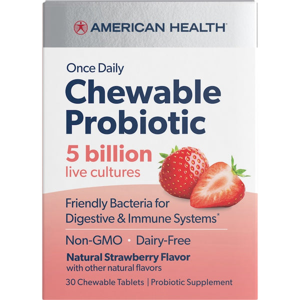 American Health Chewable Probiotics 5 Billion Strawberry 30 Tablets