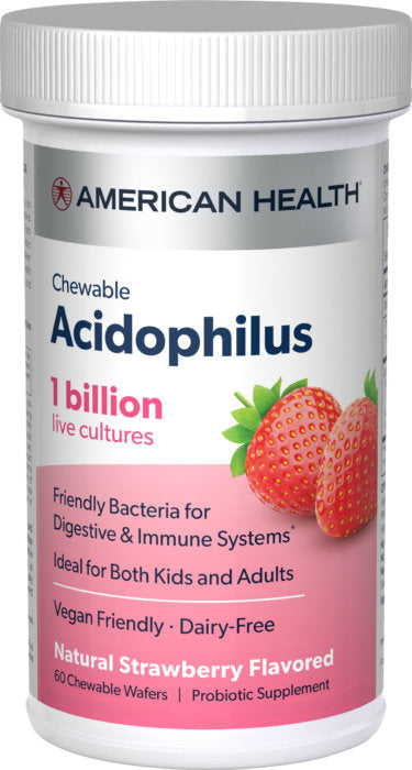 American Health Chewable Acidophilus 1 Billion Strawberry 60 Wafers