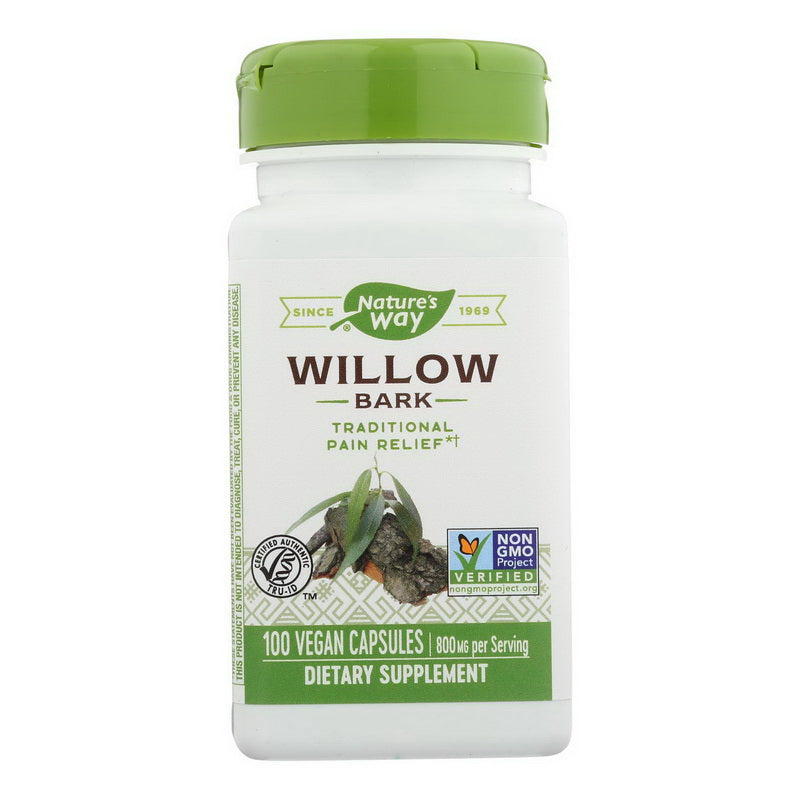 Natures Way Willow Bark 800 mg 100 Vegetable Capsules
