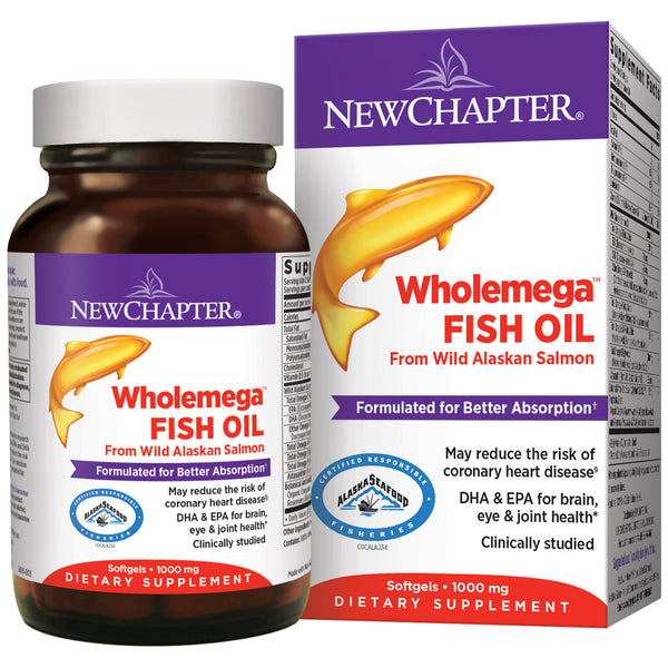 New Chapter Wholemega Wild Alaskan Salmon Oil Supplement 2000mg 30 Softgels