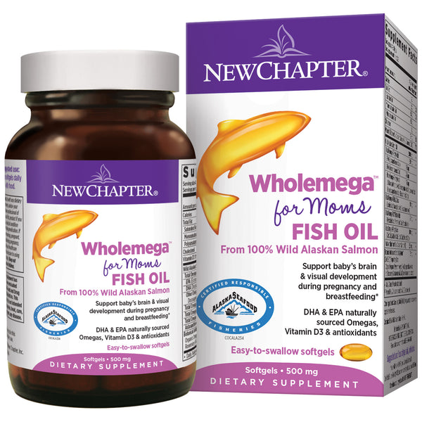 New Chapter Wholemega for Moms Fish Oil Supplement Prenatal DHA 90 Softgels