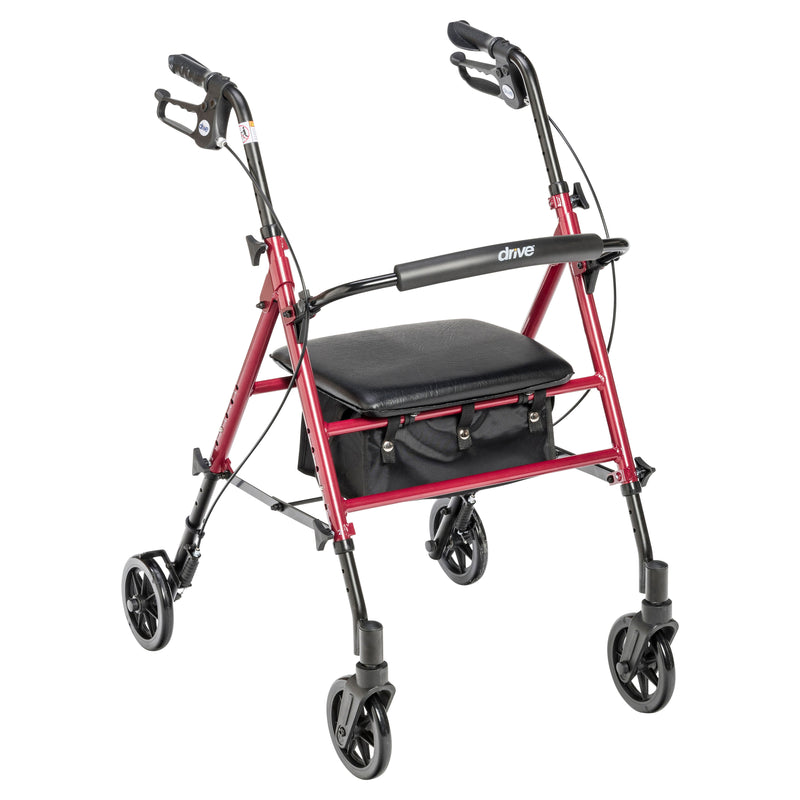 Drive Medical ajustable altura Rollator Rolling Walker con ruedas de 6 ", rojo