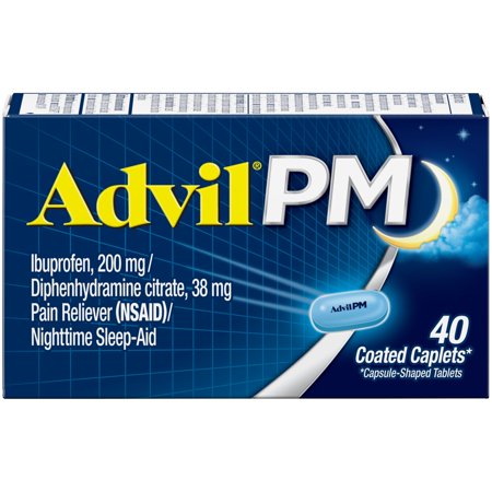 Advil PM Pain Reliever & Nighttime Sleep Aid Coated Caplet, 200mg Ibuprofen
