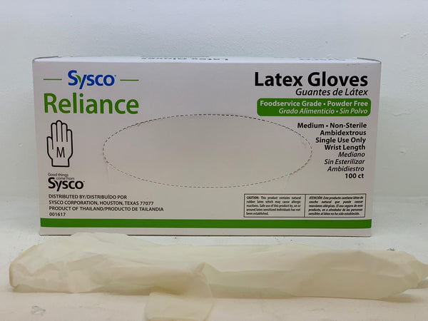 Sysco Reliance Glove Latex Powder Free, 100 CT