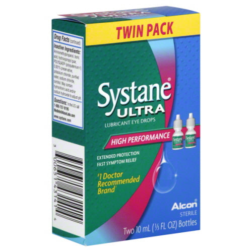 Alcon Systane Ultra Lubricant Eye Drops, Twin Pack, 10-mL Each