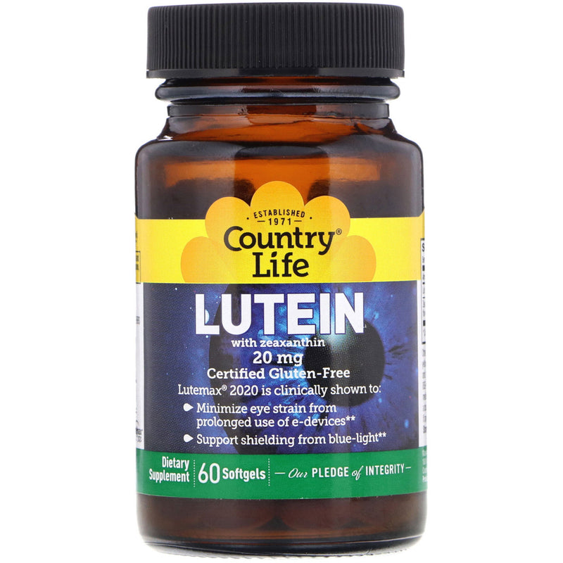 LUTEIN DE LIFE COUNTRY CON ZEAXANTIN, 20 mg, 60 Softgels