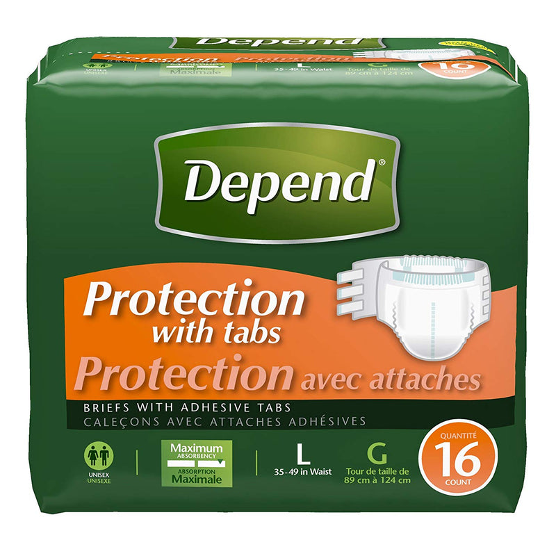 Depend Maximum Protection Incontinent Brief, Large, 16 Ct