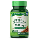 Nature's Truth Ceylon Cinnamon con biotina y cromo 60 cápsulas