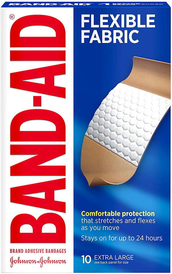 Band-Aid Adhesive Bandages Flexible Fabric, Extra Large, 10 Count