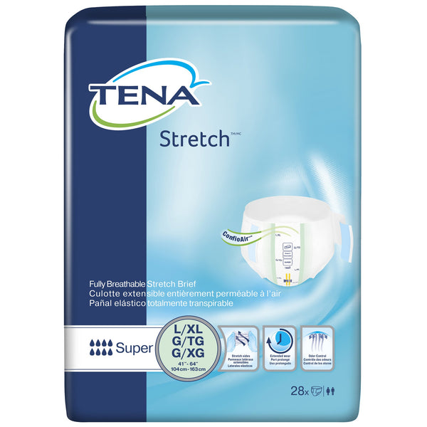 TENA Stretch Super Heavy Absorbency Night Brief, Large/Extra Large. 28 ea