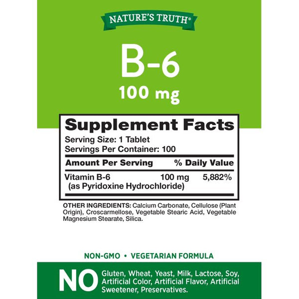 Nature's Truth Vitamin B-6 100mg 100 Tablets