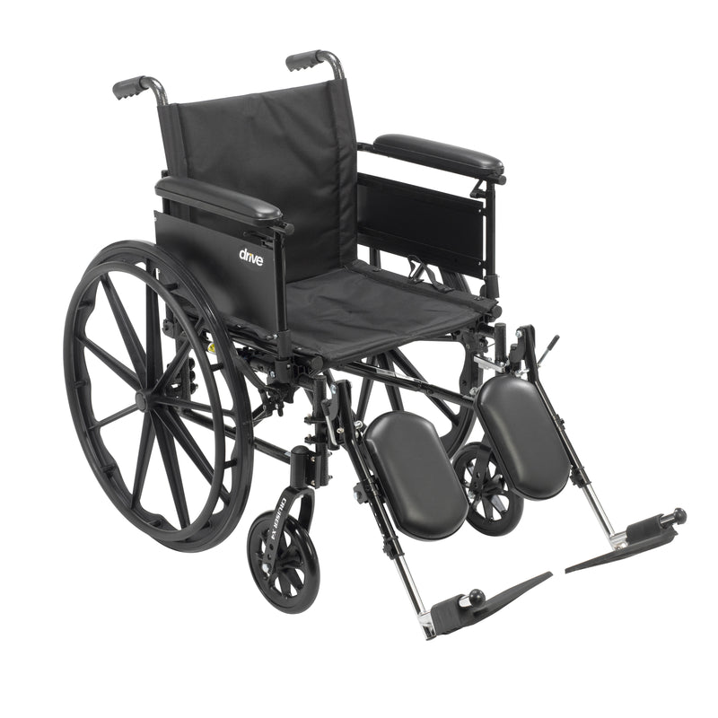 Drive Medical Cruiser X4 Lightweight Dual Axle Wheelchair with Adjustable Detachable Arms, Full Arms, Elevating Leg Rests, 20" Seat