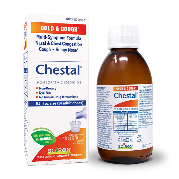 Boiron Chestal Cold & Tos, Medicina homeopática para fórmula de múltiples síntomas para congestión nasal y tos, tos, secreción nasal, 6.7 fl oz