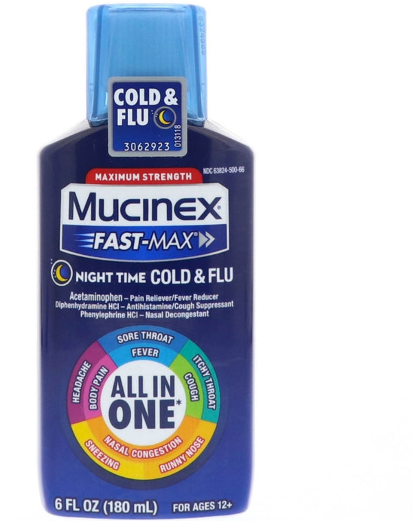 Mucinex Fast-Max Max Strength Night Cold & Flu Liquid 6 oz