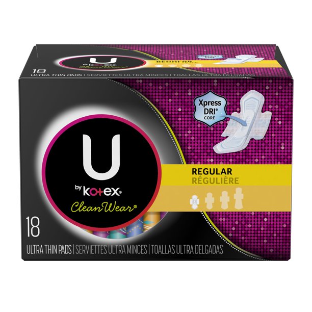 Kotex u limpieza de almohadillas regulares de U-Din 18ct