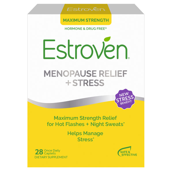 Estroven Menopause Relief + Stress, Maximum Strength Hormone Free 28 Caplets