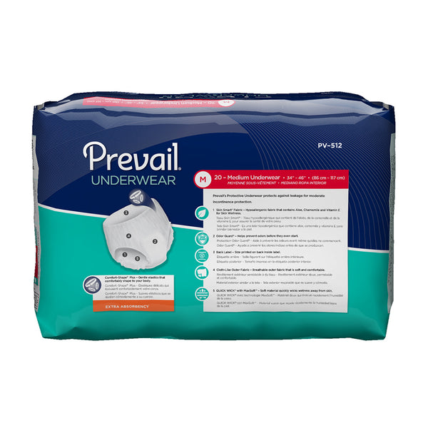 Prevail Daily Disposable Underwear Medium, PV-512, Extra, 20 Ct