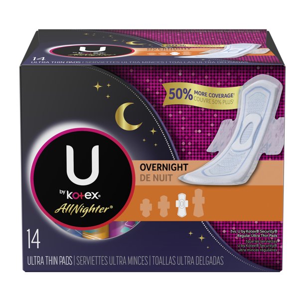 Kotex u Allnighter Pads durante la noche 14CT