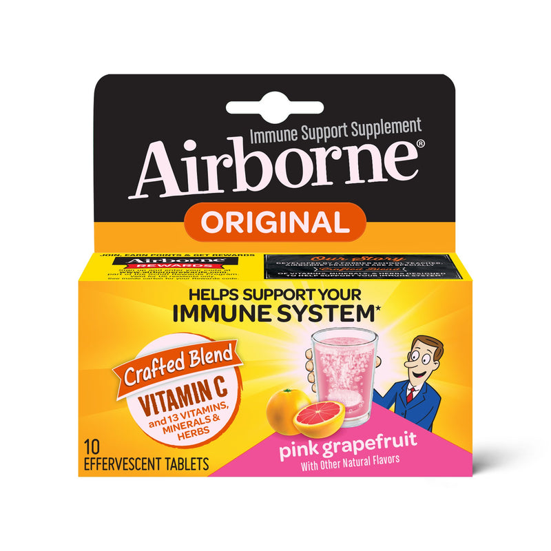 Airborne Pink Grapefruit Effervescent 10 Tablets