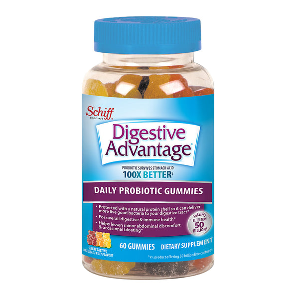 Digestive Advantage Daily Probiotic Gummies, Natural Fruit Flavors (60 Gummies)