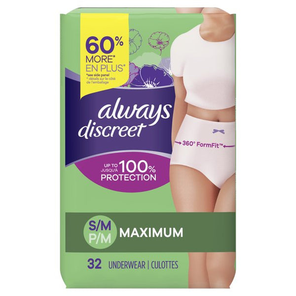 Depend Fit-Flex Incontinence Underwear for Women Maximum Absorbency,  Medium, Tan, 30 Ea, 2 Pack 