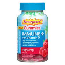 Emergen-C Immune+ Raspberry Gummies, 750 mg Vitamin C with Vitamin D, Zinc and Electrolytes