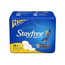 Stayfree Ultra Thin Regular Pads with Wings, 18 Count
