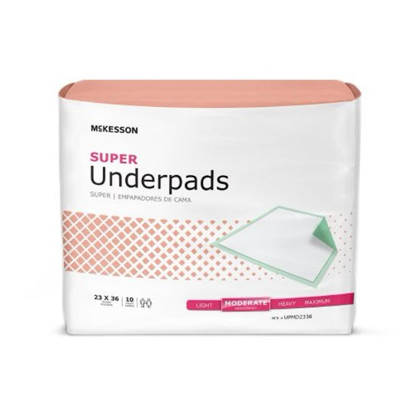 McKesson Super Underpad 23" X 36" Moderate Absorbency. Pack of 10