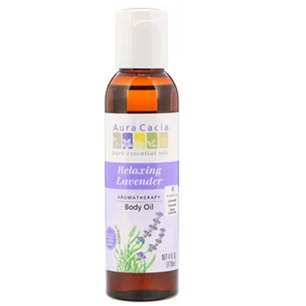 Aura Cacia Essential Aromatherapy Body Oil Lavender 4 oz