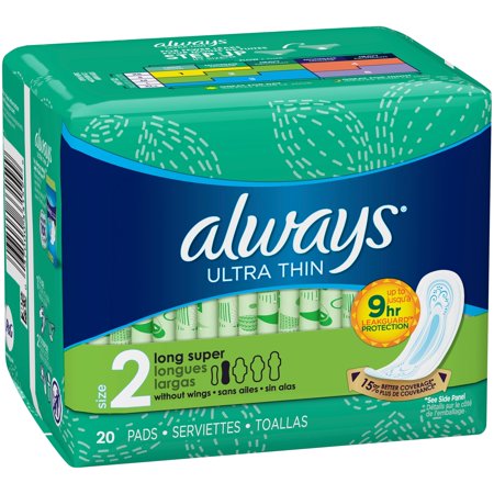 Always Ultra Thin Long Super Pads, 20-Count
