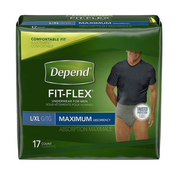Depend Underwear for Men, Maximum, Large/Extra Large, Pack/17