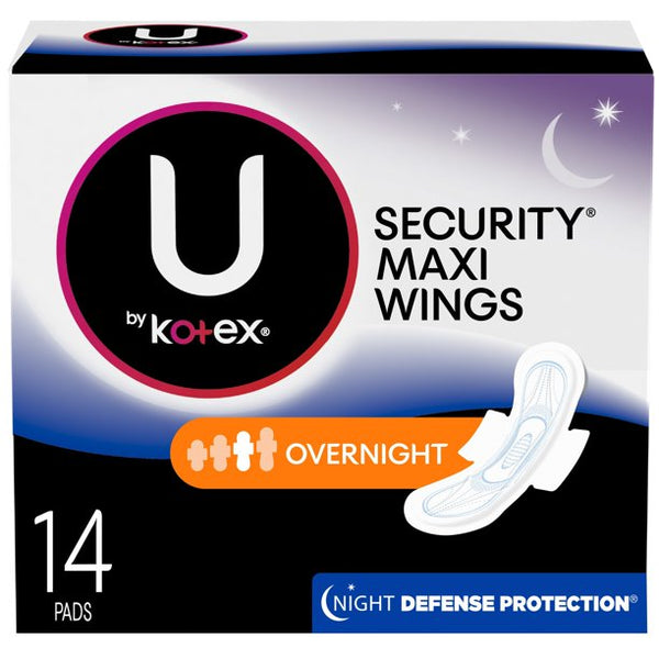 Kotex Maxi Overnight With Wings Pads 14ct